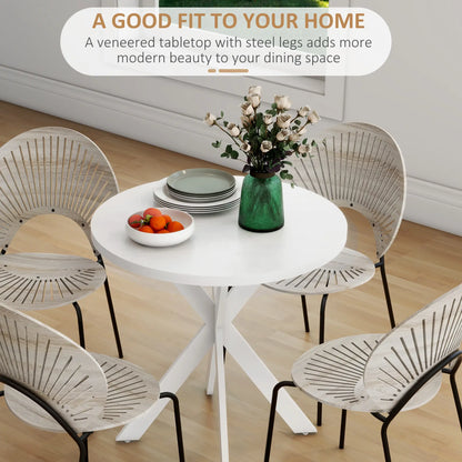 29" Round Dining Table, Steel Legs, White Dining Tables at Gallery Canada