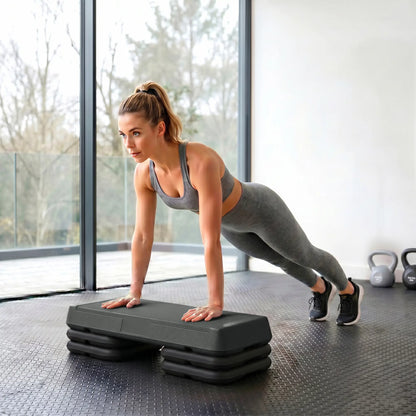 Adjustable Aerobic Stepper, 3-Level 4", 6", 8", 330lbs, Grey Aerobic Equipment at Gallery Canada
