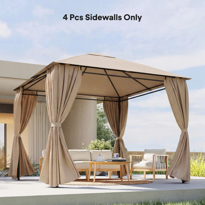 10' x 10' Gazebo Sidewall Set, 4 Panels, Windows, Doors, Khaki Gazebo Sidewalls at Gallery Canada