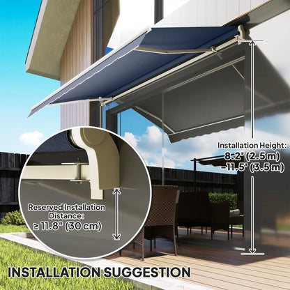 12'x8' Retractable Patio Awning Manual Crank Sunshade, Grey Deck Awnings at Gallery Canada