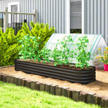 7.9 x 2 x 1ft Galvanized Raised Garden Bed Kit, Metal Planter Box, Black
