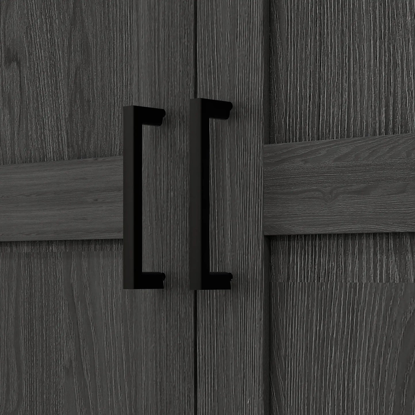 70" Tall Kitchen Pantry Cabinet, Adjustable Shelves, Black Wood Grain, Black Kitchen Pantry Cabinets at Gallery Canada