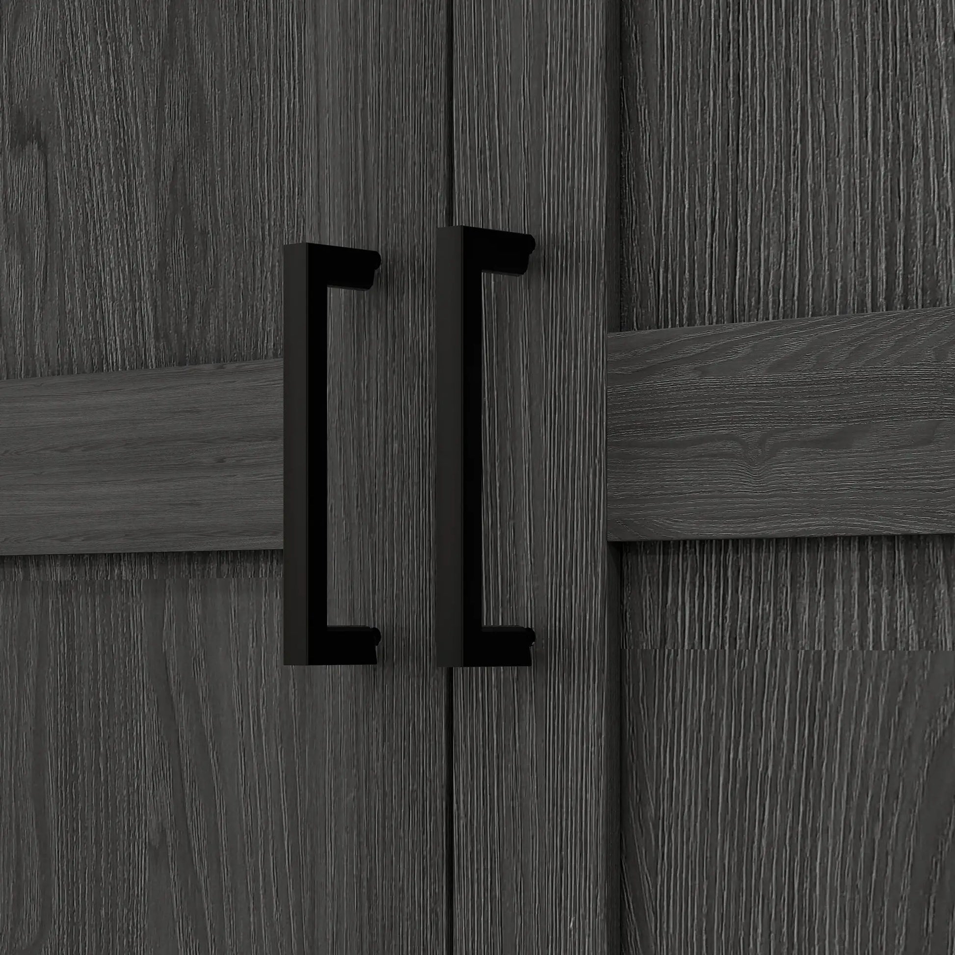 70" Tall Kitchen Pantry Cabinet, Adjustable Shelves, Black Wood Grain, Black Kitchen Pantry Cabinets at Gallery Canada