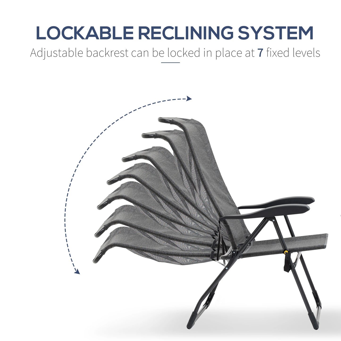 Outdoor Lounge Chair, Recliner with Footrest, Storage Pocket, Black Grey Lounger Chairs at Gallery Canada