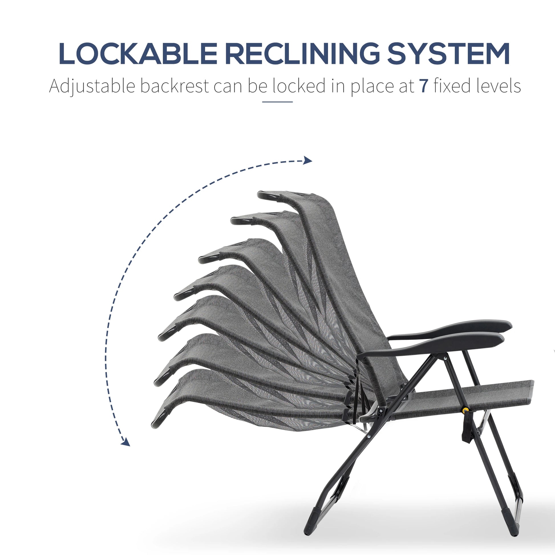 Outdoor Lounge Chair, Recliner with Footrest, Storage Pocket, Black Grey Lounger Chairs at Gallery Canada