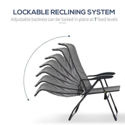 Outdoor Lounge Chair, Recliner with Footrest, Storage Pocket, Black Grey Lounger Chairs at Gallery Canada