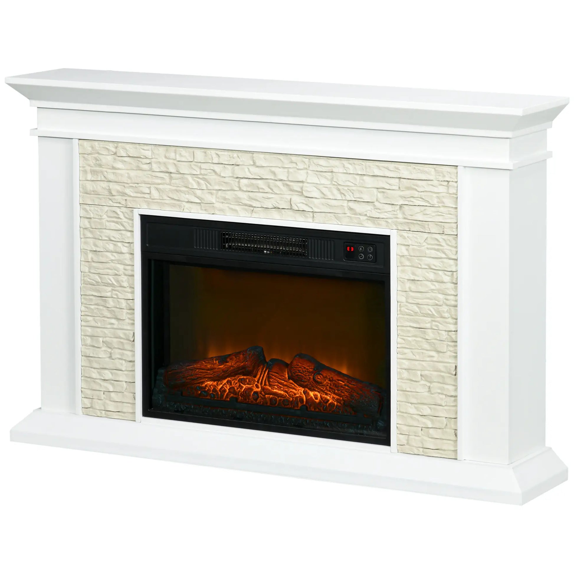 31.5" Electric Fireplace with Mantel, 1400W, Remote, White Electric Fireplaces at Gallery Canada
