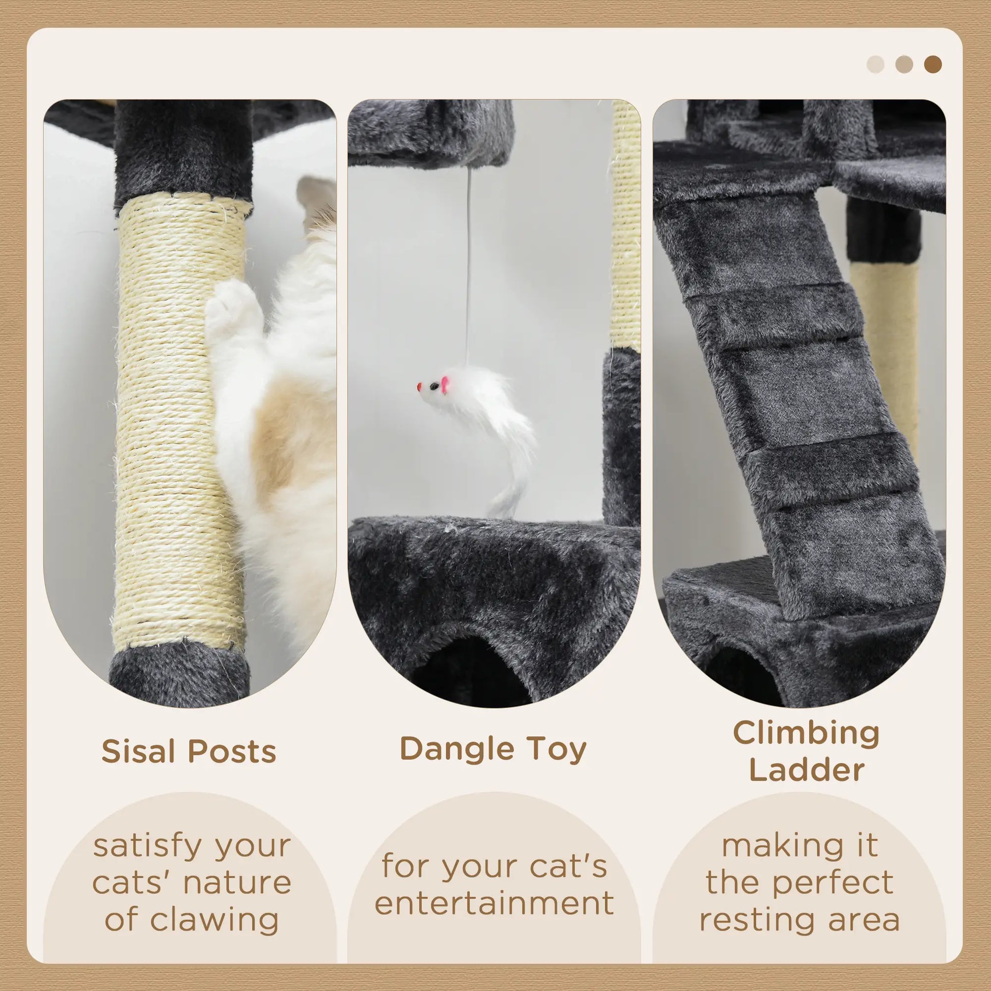 68-Inch Multi-Level Cat Scratching Tree, Kitty Activity Center, Charcoal Grey Cat Trees at Gallery Canada