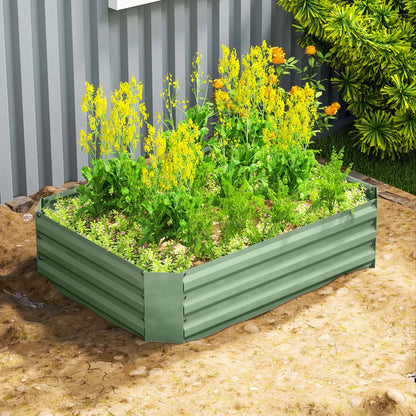 Galvanized Raised Garden Bed, 4' x 3' x 1', Metal Planter Box, Dark Green