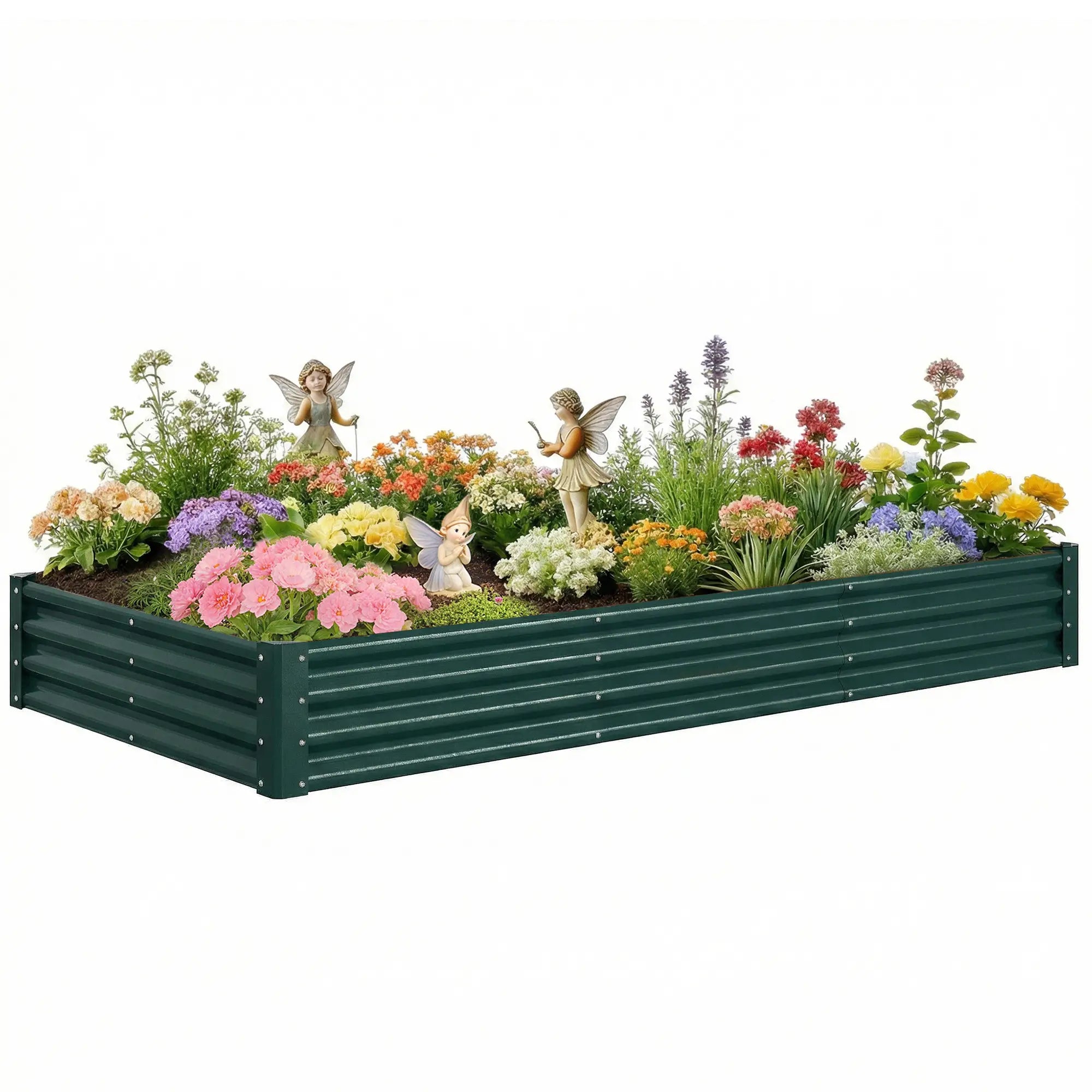 8 x 4 x 1ft Galvanized Raised Garden Bed, Reinforced Outdoor Planter Box, Green Galvanized Planter Boxes at Gallery Canada