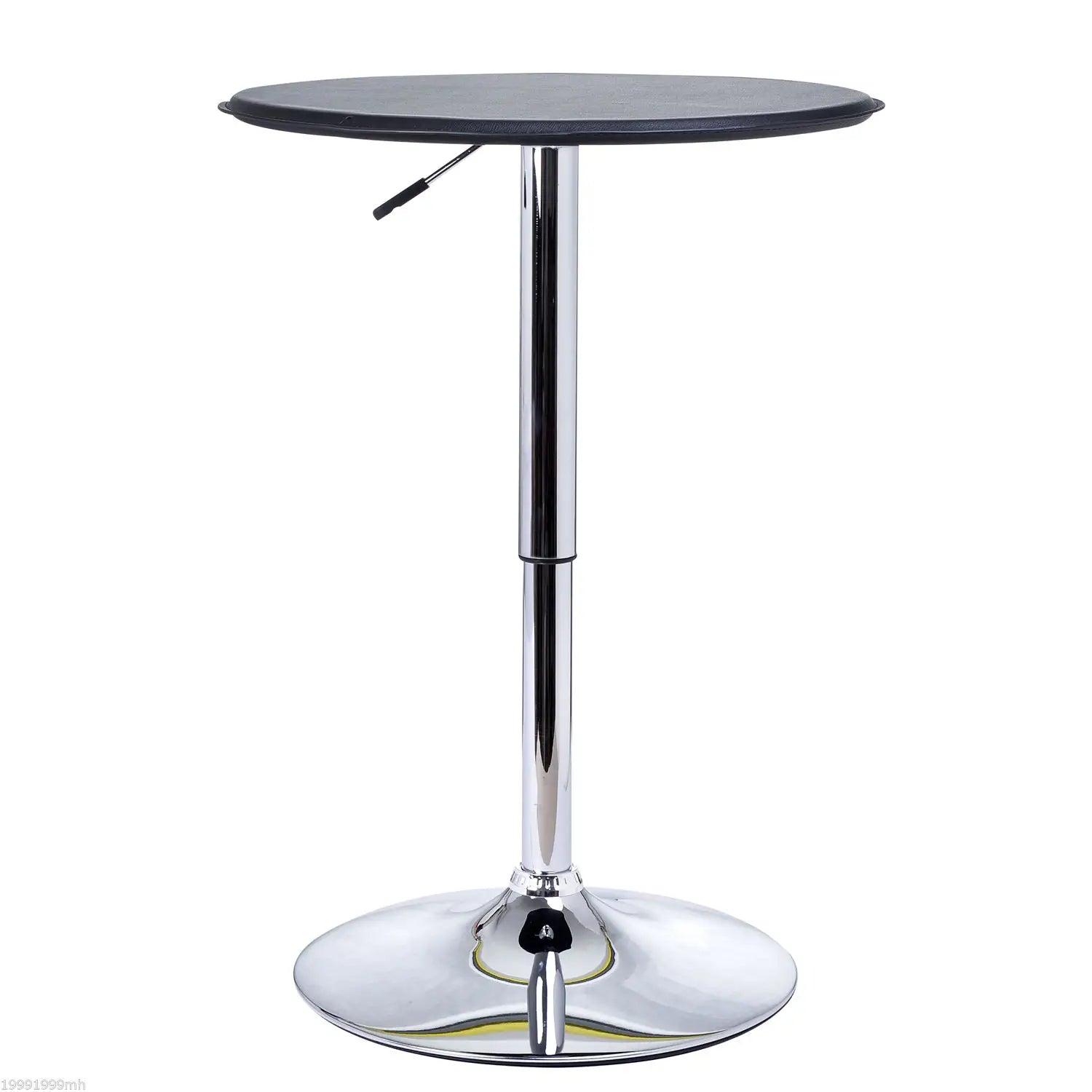 Round Bar Table, Adjustable Height, Faux Leather Top, Chrome Base, Black Bar Tables & Dining Tables at Gallery Canada