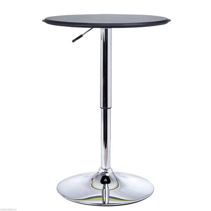 Round Bar Table, Adjustable Height, Faux Leather Top, Chrome Base, Black Bar Tables & Dining Tables at Gallery Canada