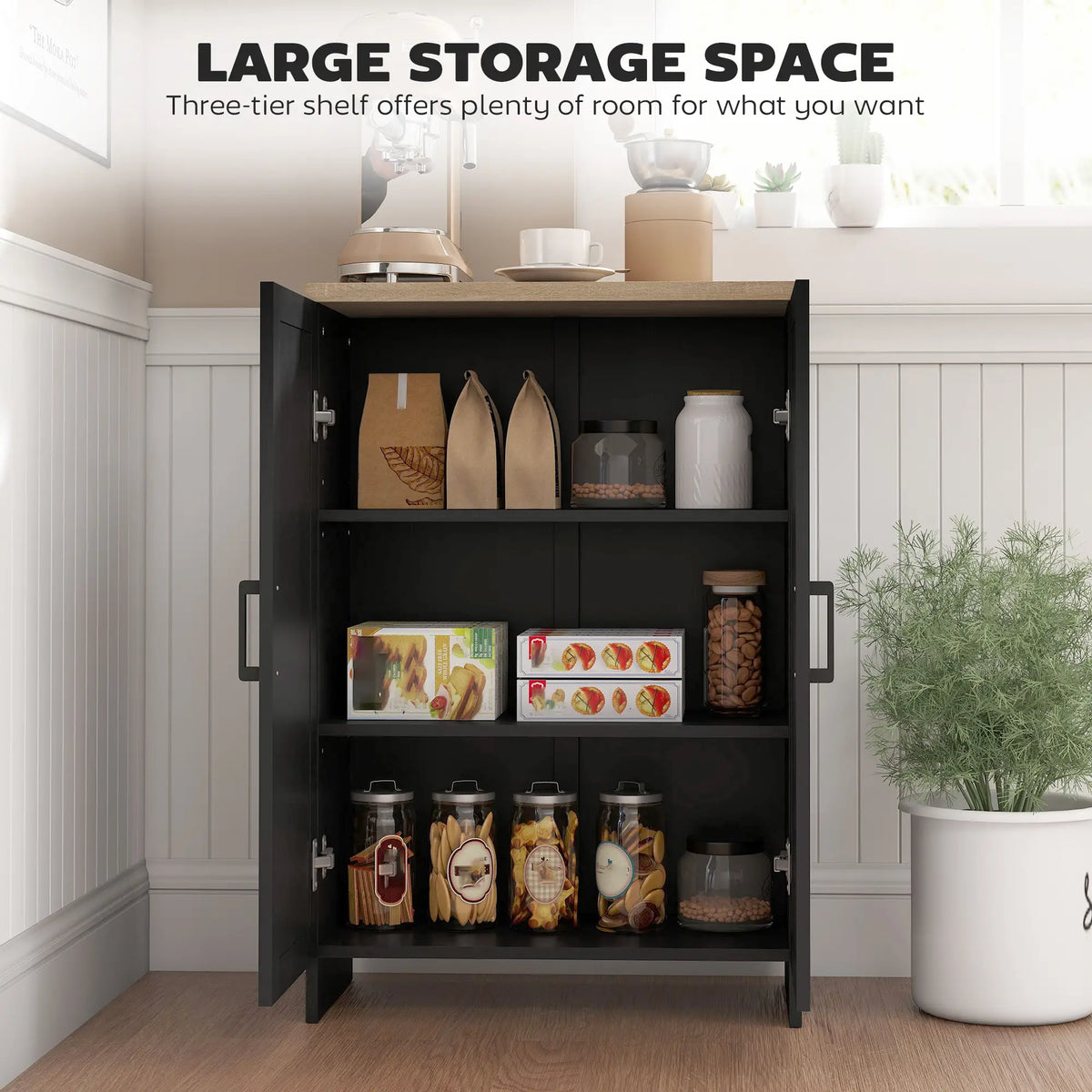 Modern Storage Cabinet, Adjustable Shelf, 23.6" x 11.8" x 35.4", Black Storage Cabinets at Gallery Canada
