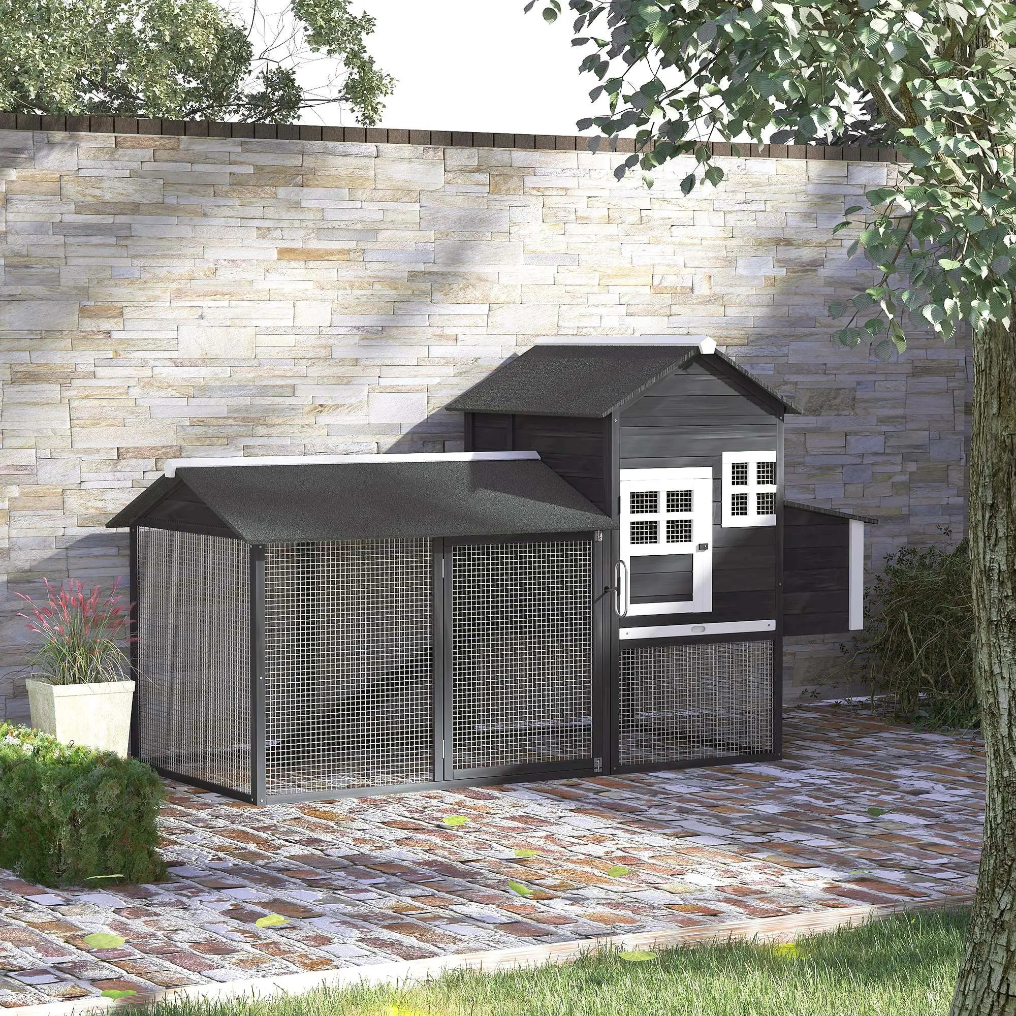 84'' Wooden Chicken Coop, Hen Hutch, Backyard Poultry Run Chicken Coops at Gallery Canada