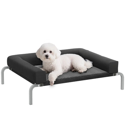 Elevated Dog Bed, Portable Raised Cot, Breathable Mesh, Water-Resistant Bolsters, Black Elevated Dog Beds at Gallery Canada