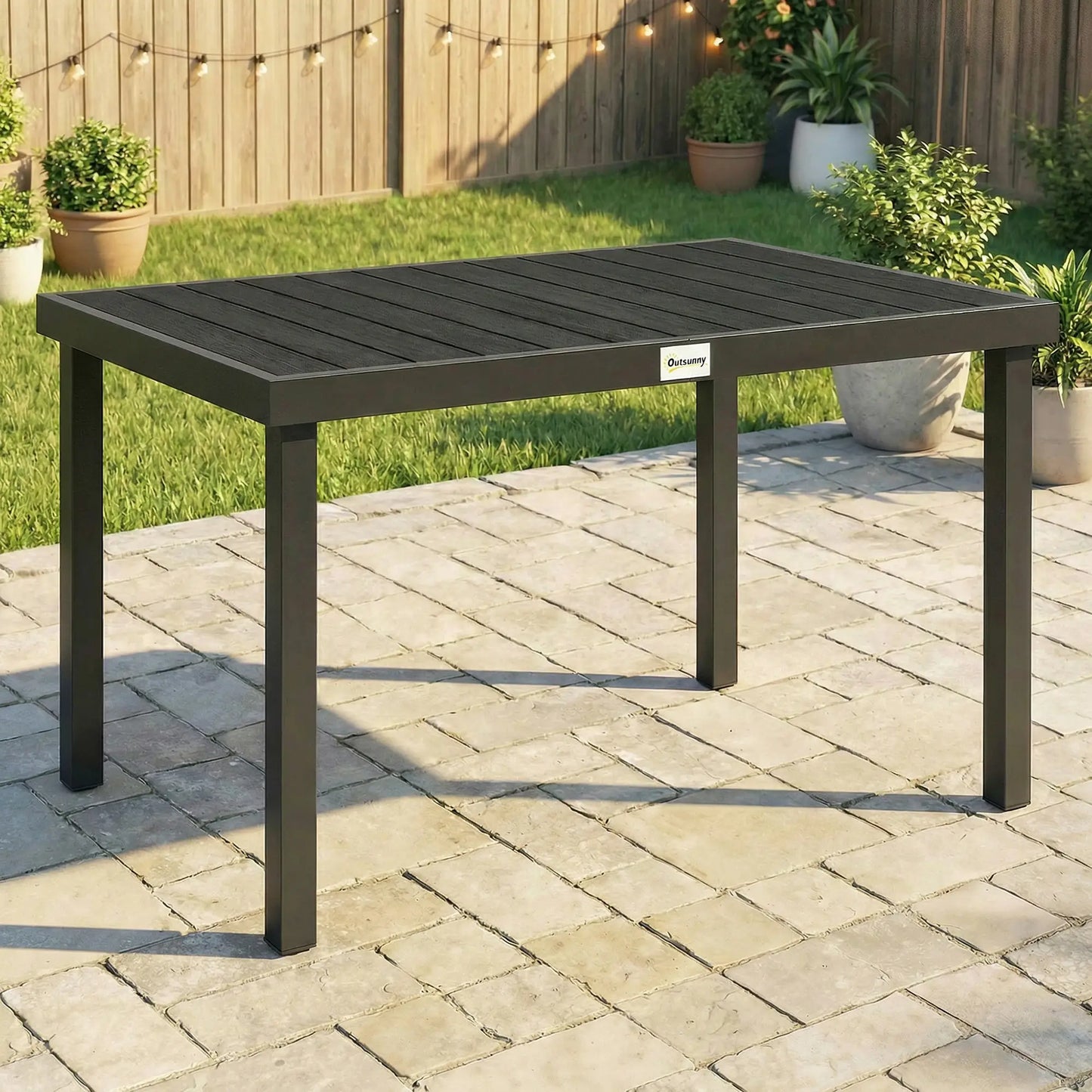 Aluminum Outdoor Dining Table for 6, 47.2" x 35.4" x 29.1", Black Patio Dining Tables at Gallery Canada