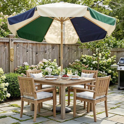 7.4 Ft Patio Umbrella, Wood-Effect Frame, Dark Green Sun Umbrellas at Gallery Canada