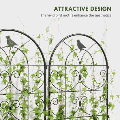 Metal Garden Trellis Set, Bird Design, 19.7" W x 47.2" H, Black Plant Stands at Gallery Canada