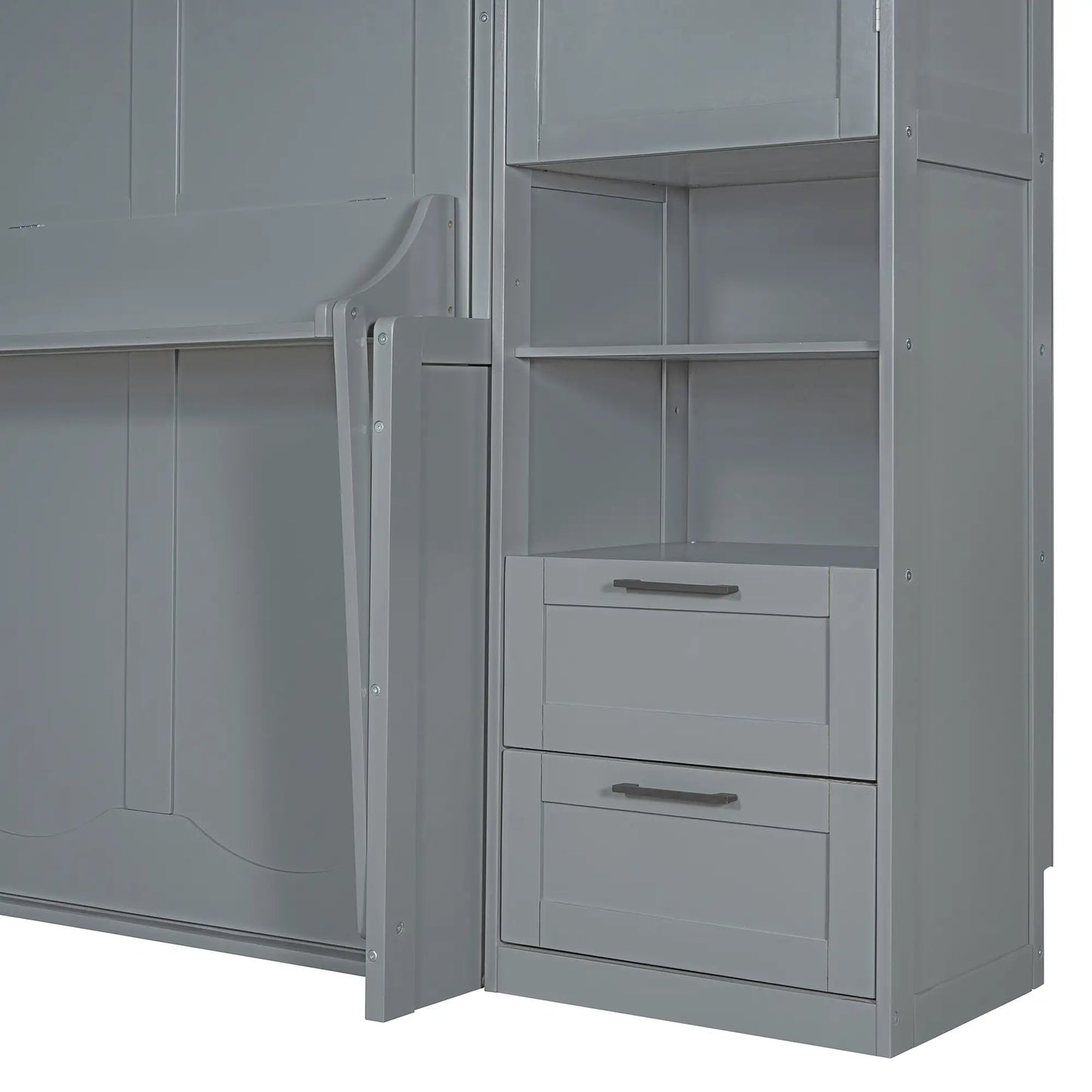 Queen Murphy Bed with Closet, Drawers, Shelves, 114" L x 17" W x 87" H, Grey Bed Frames at Gallery Canada