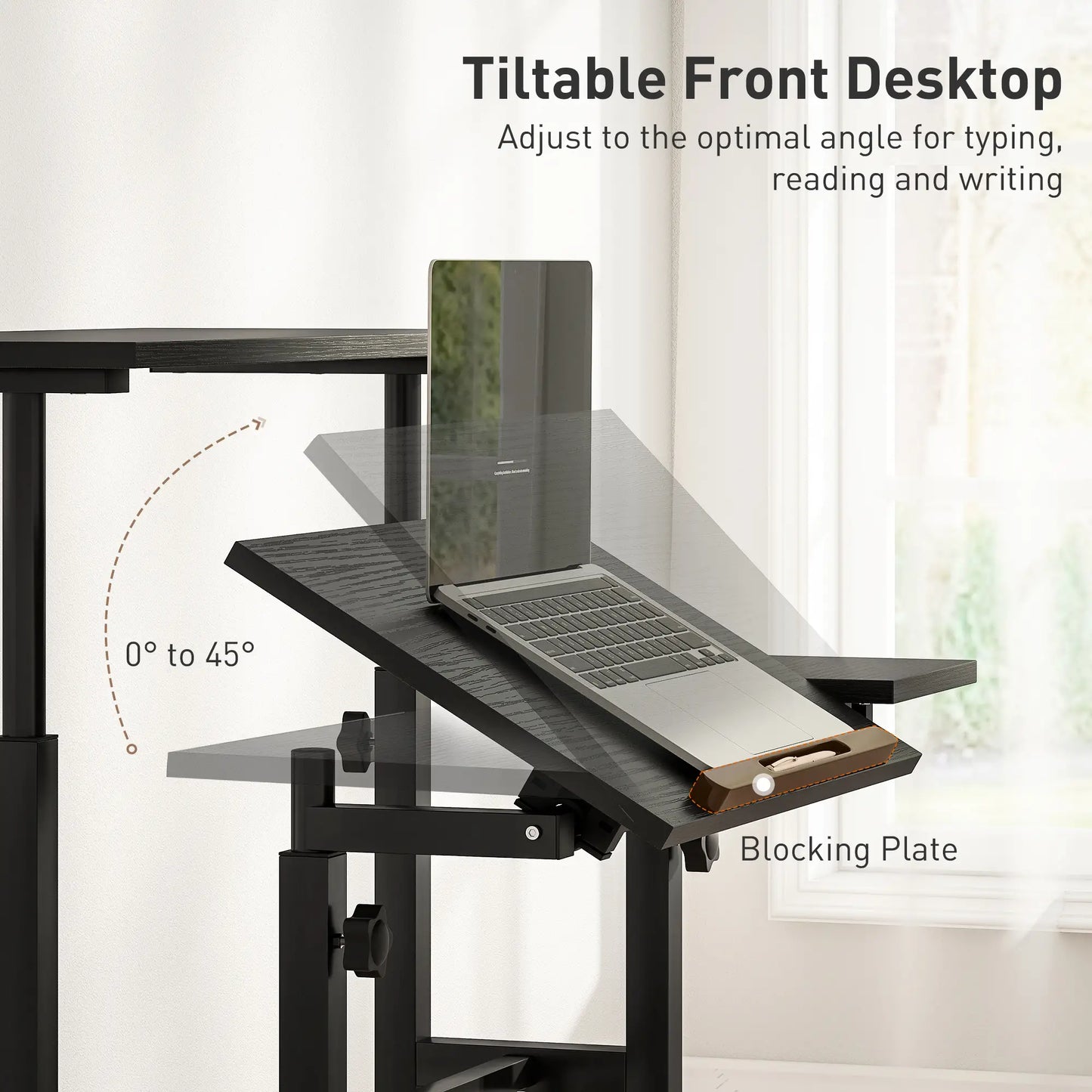 Mobile Stand Up Desk, Height and Angle Adjustable with Wheels, Black Computer Desks at Gallery Canada