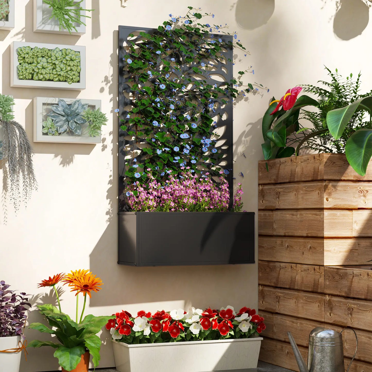 Metal Raised Garden Bed With Privacy Panel, Outdoor Planter Box Raised Garden Beds at Gallery Canada
