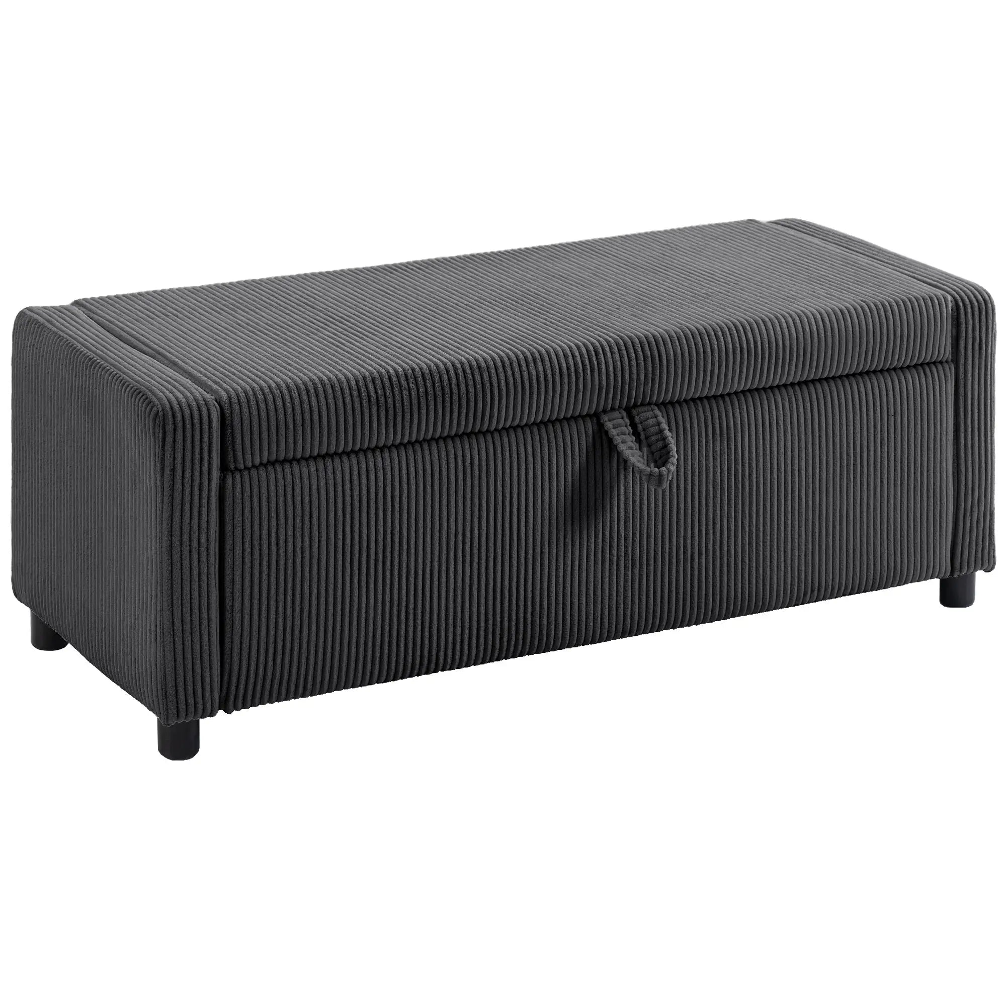 Upholstered Corduroy Storage Ottoman, Dark Grey Storage Ottomans & Benches at Gallery Canada