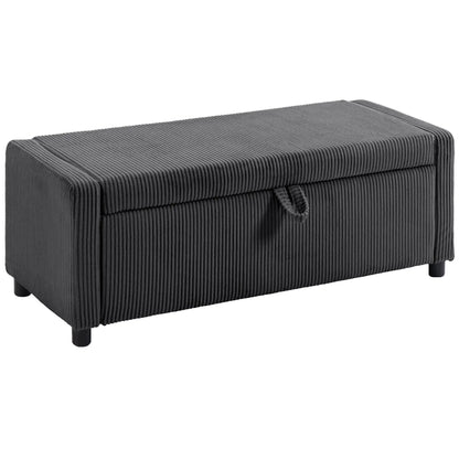 Upholstered Corduroy Storage Ottoman, Dark Grey Storage Ottomans & Benches at Gallery Canada