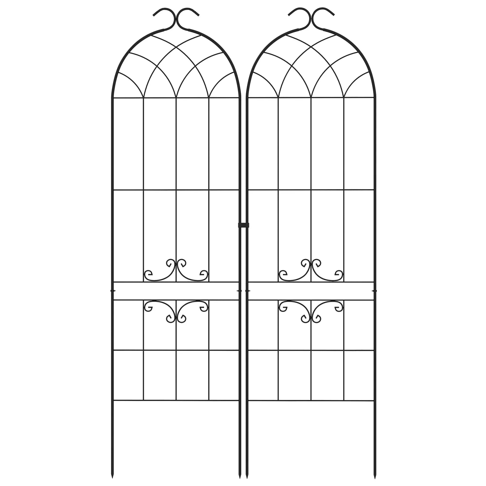 2 Pcs Metal Garden Trellis for Climbing Plants, Outdoor Plant Support Plant Stands Black at Gallery Canada
