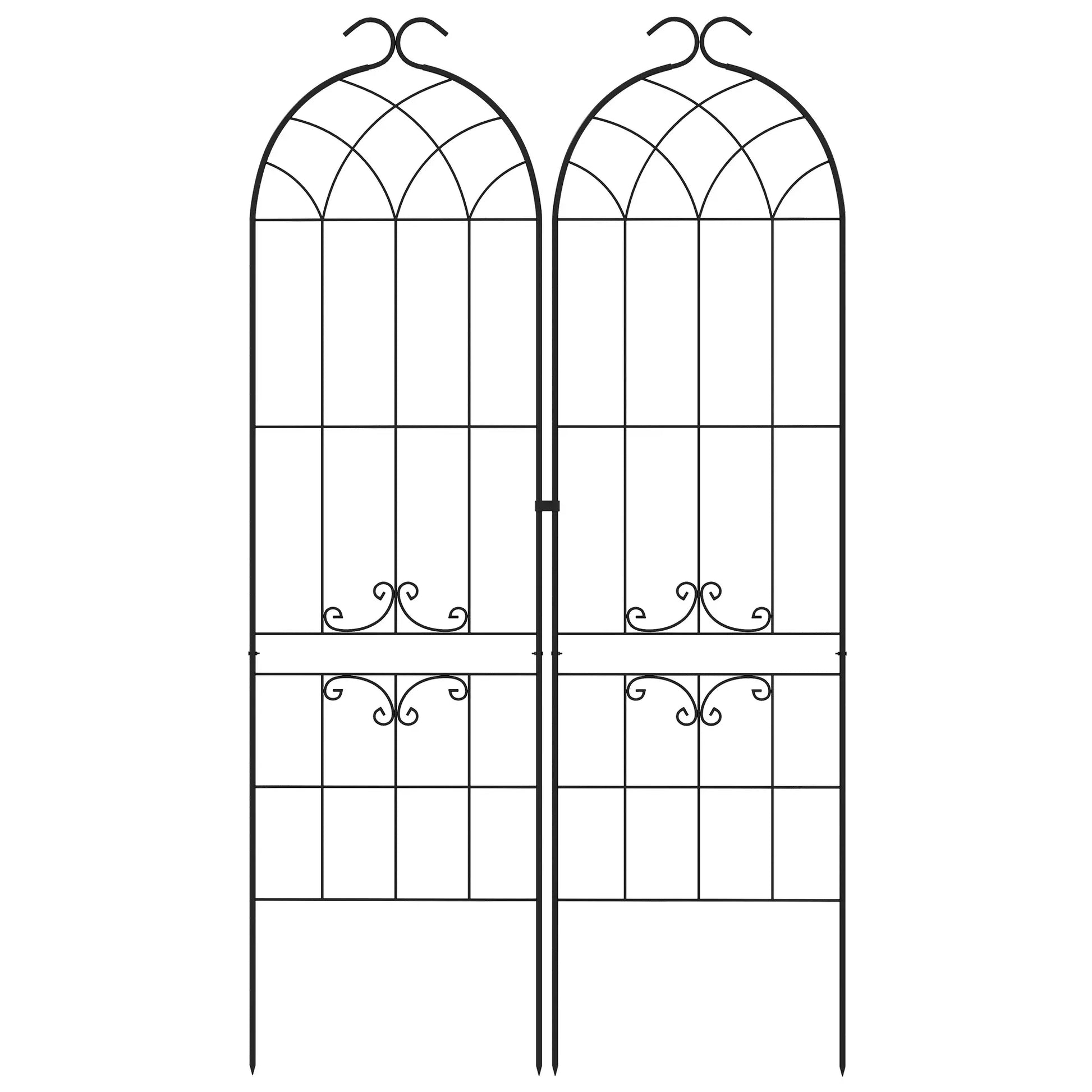2 Pcs Metal Garden Trellis for Climbing Plants, Outdoor Plant Support Plant Stands Black at Gallery Canada