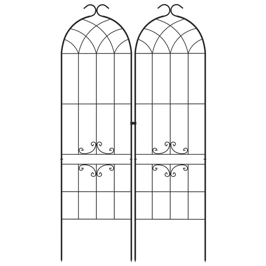 2 Pcs Metal Garden Trellis for Climbing Plants, Outdoor Plant Support Plant Stands Black at Gallery Canada