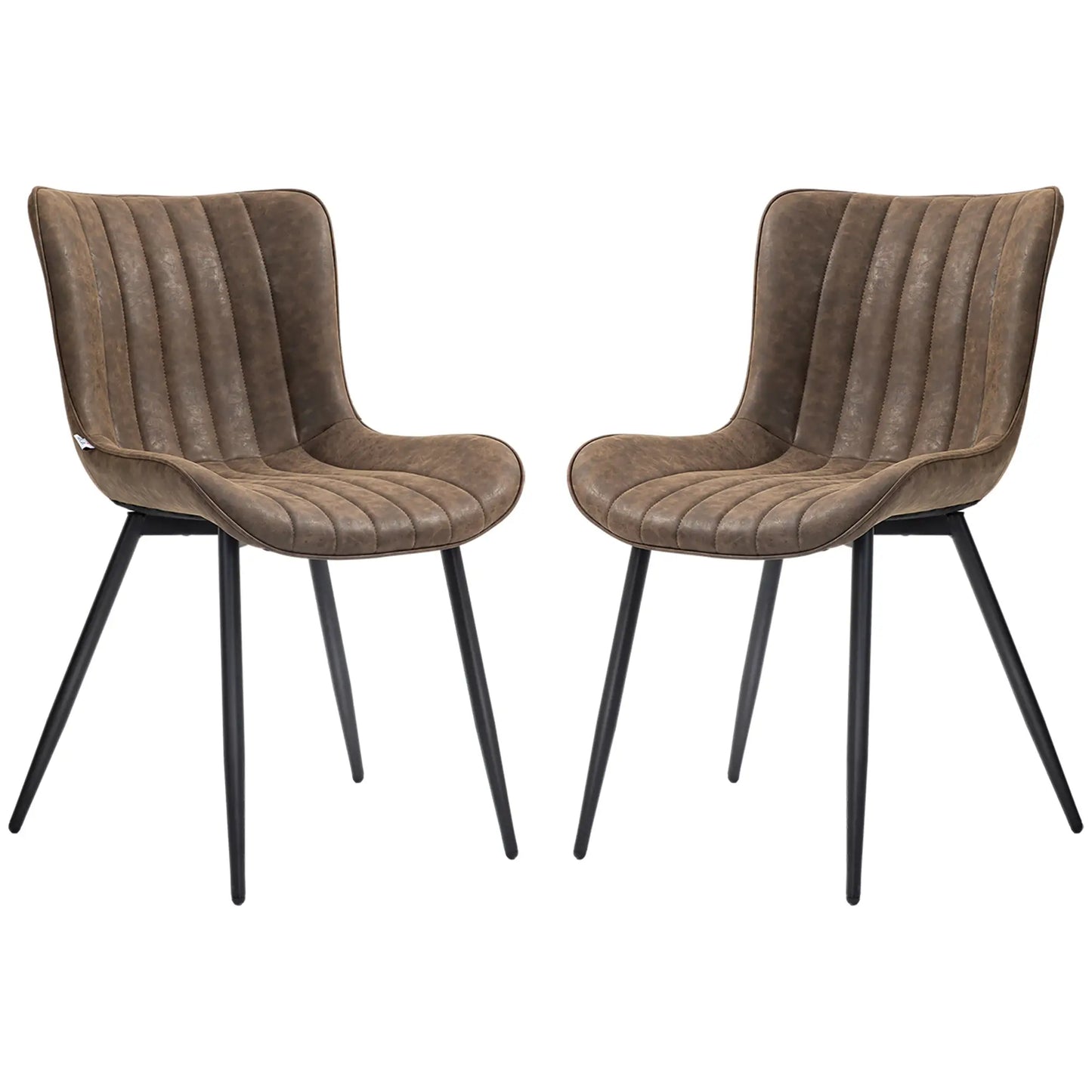 PU Leather Dining Chairs Set of 2, Steel Legs, Brown Dining Chairs Brown, Black at Gallery Canada