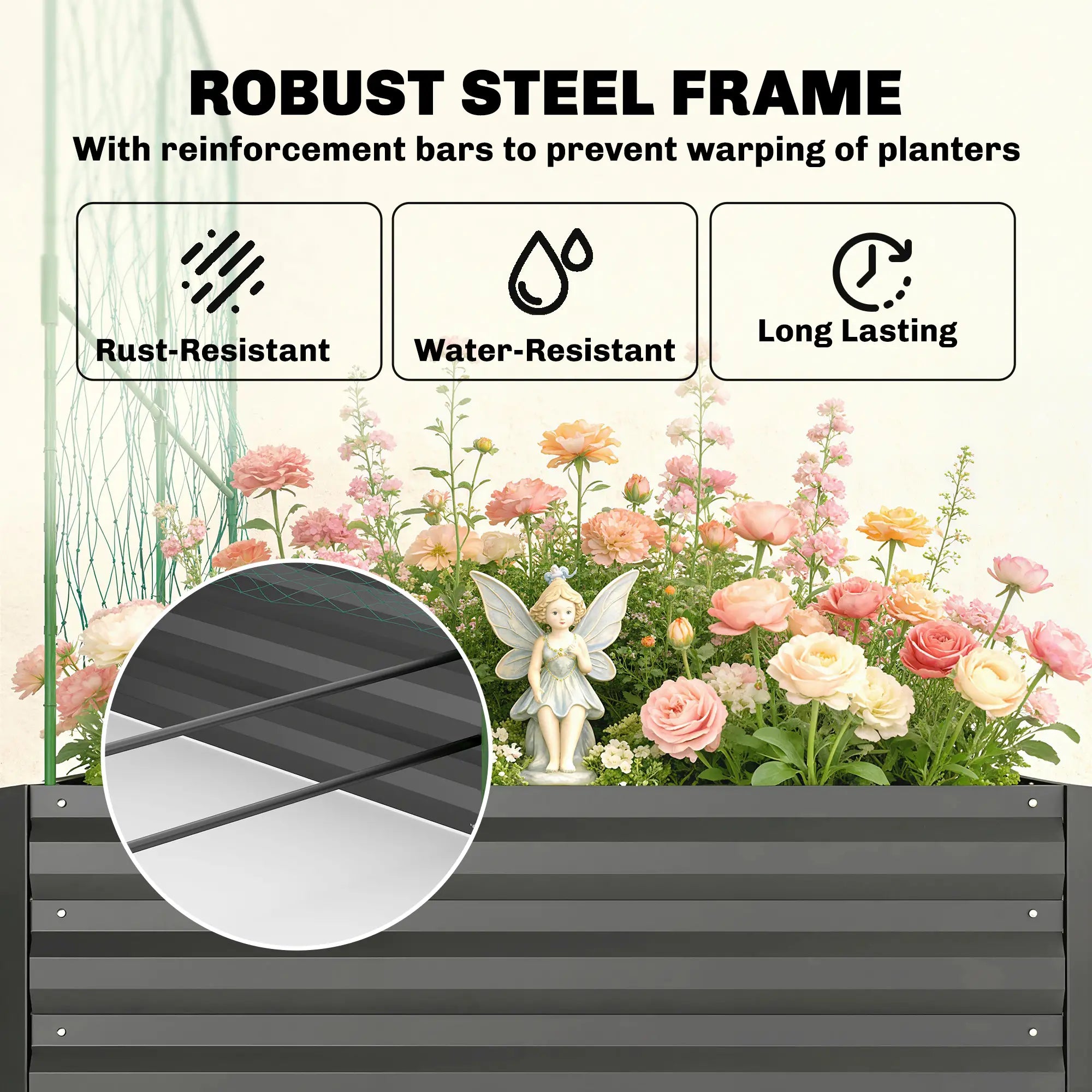 Metal Raised Garden Bed With Trellis, Galvanized Kit, Dark Grey Galvanized Planter Boxes at Gallery Canada