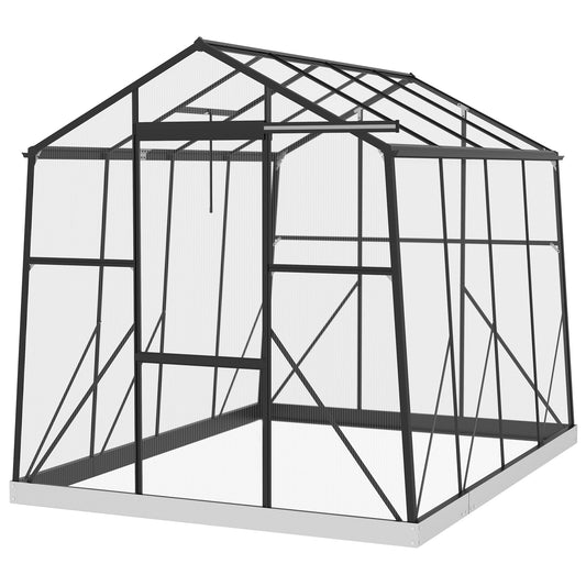 6' x 8' Walk-in Polycarbonate Greenhouse Aluminium Green House with Sliding Door, 5-Level Roof Vent, Rain Gutter - Gallery Canada