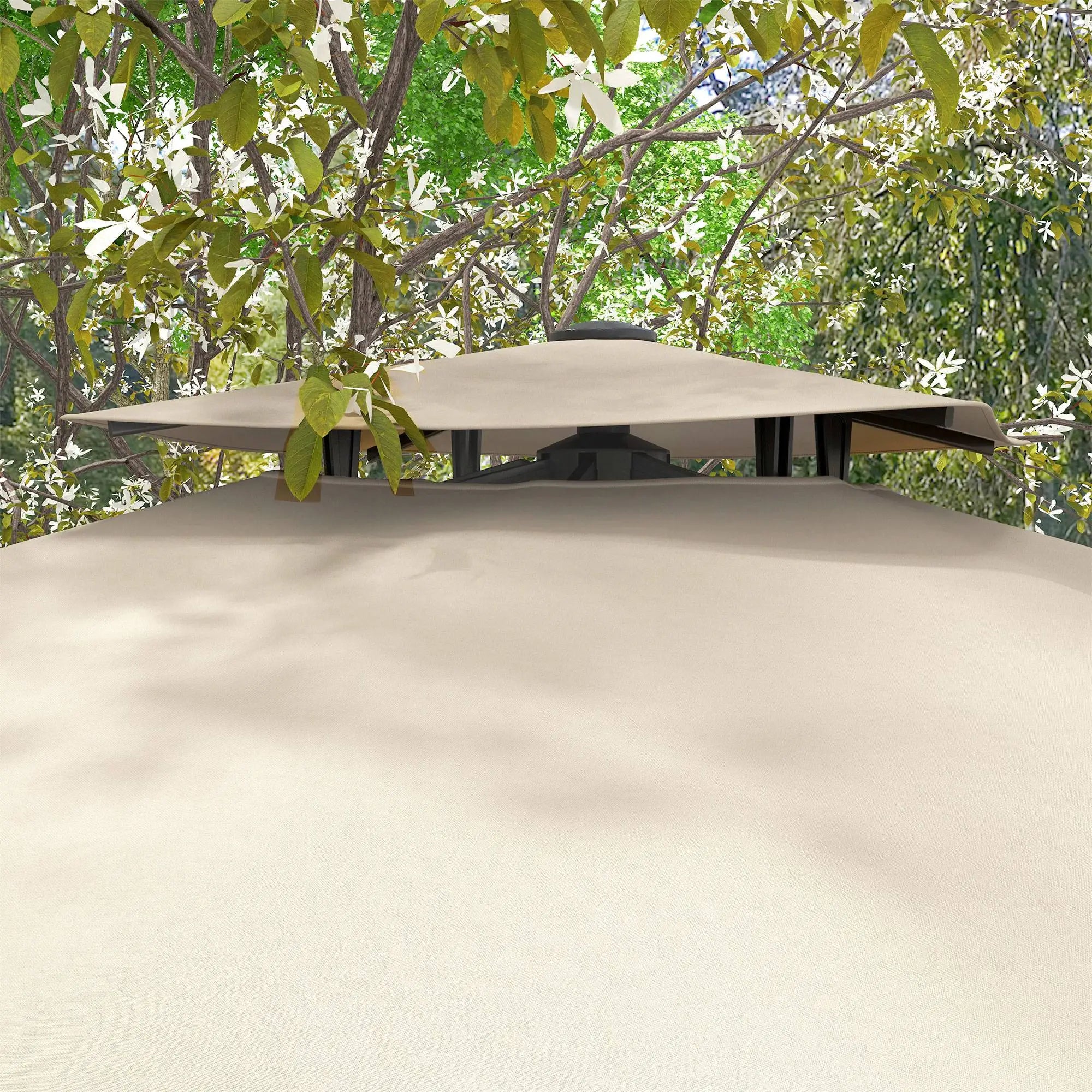 10ft Square Cantilever Patio Umbrella, 360° Rotating, Crank Handle, Khaki Offset Cantilever Umbrellas at Gallery Canada