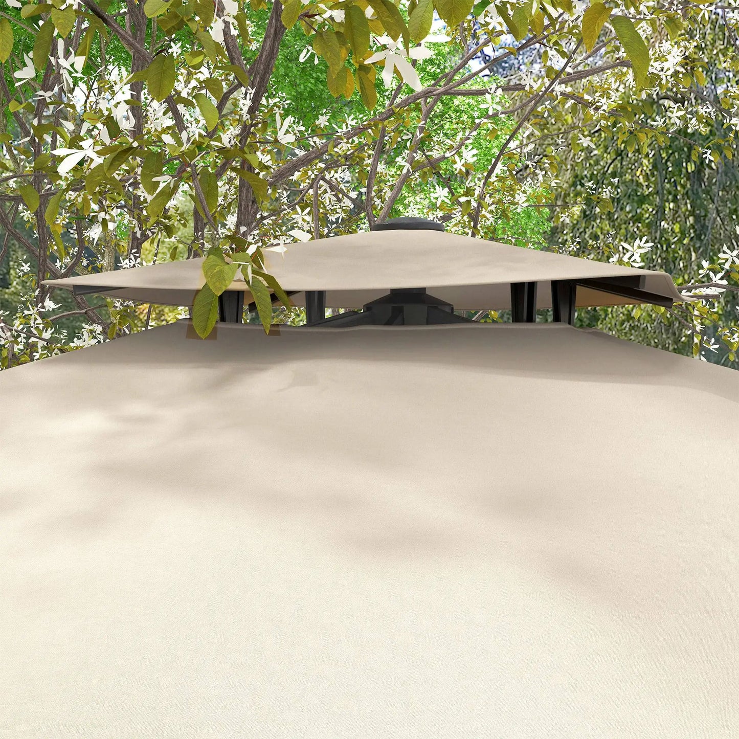 10ft Square Cantilever Patio Umbrella, 360° Rotating, Crank Handle, Khaki Offset Cantilever Umbrellas at Gallery Canada