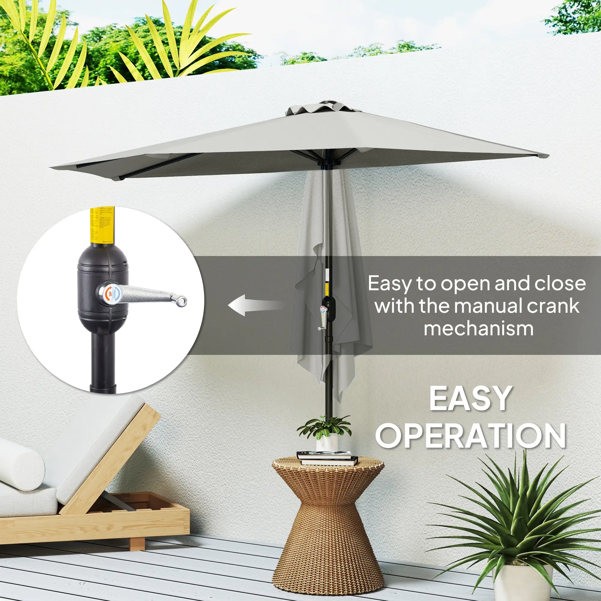 9ft Half Round Umbrella, Outdoor Patio Garden Sun Shade, Light Grey Half Round Umbrellas at Gallery Canada