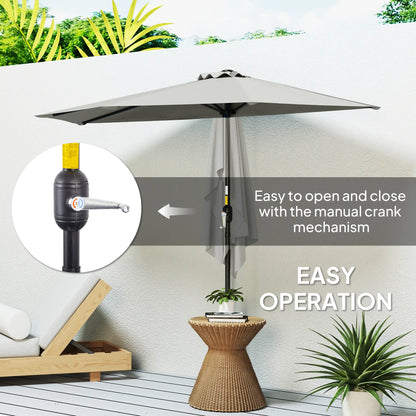 9ft Half Round Umbrella, Outdoor Patio Garden Sun Shade, Light Grey Half Round Umbrellas at Gallery Canada
