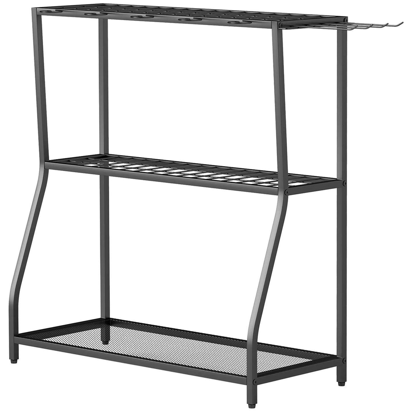 3-Tier Yard Tool Rack, Garden Organizer with Hooks, Black Garden Accessories Black at Gallery Canada