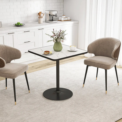 Modern Dining Table For 4, White Marble Effect Tabletop, Round Base, White Dining Tables at Gallery Canada