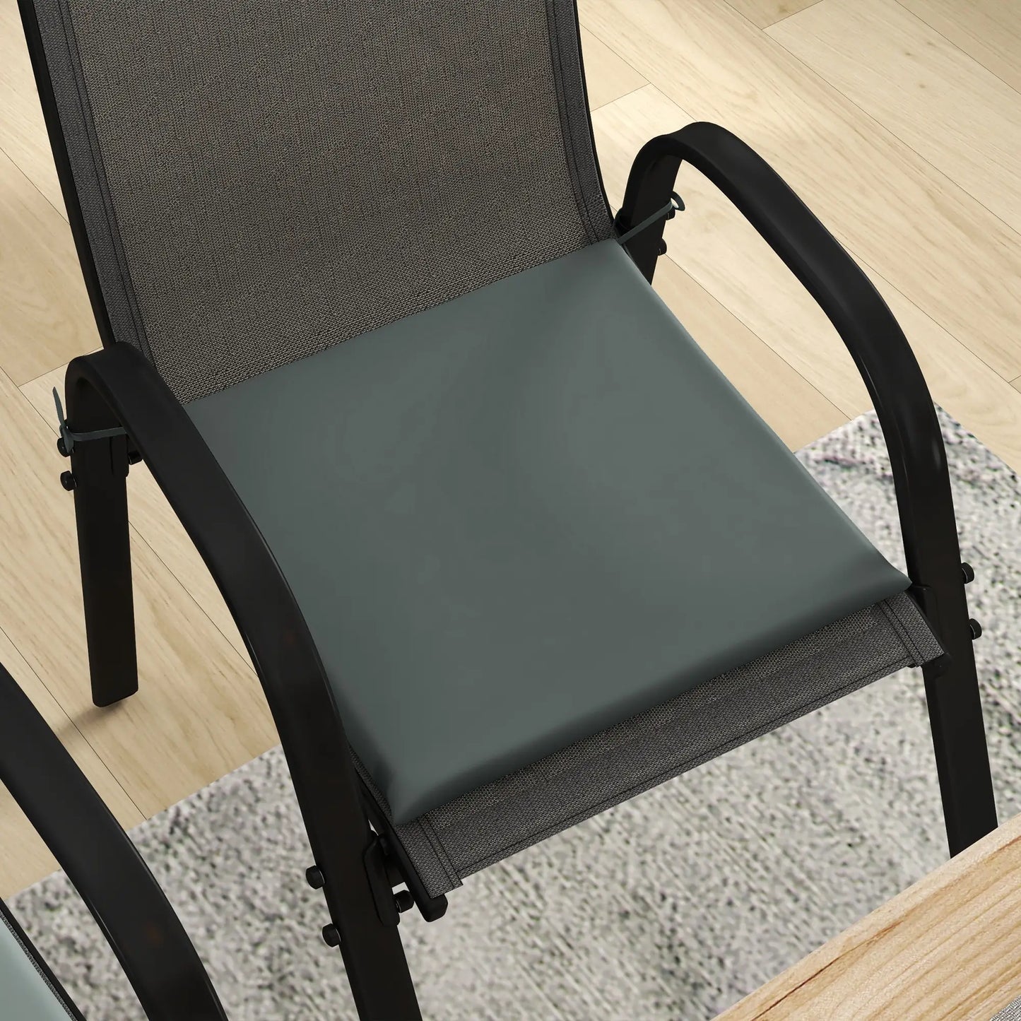 6-Piece Seat Cushion Pillows, Patio Chair Cushions with Ties, Charcoal Grey Patio Chair Cushions at Gallery Canada