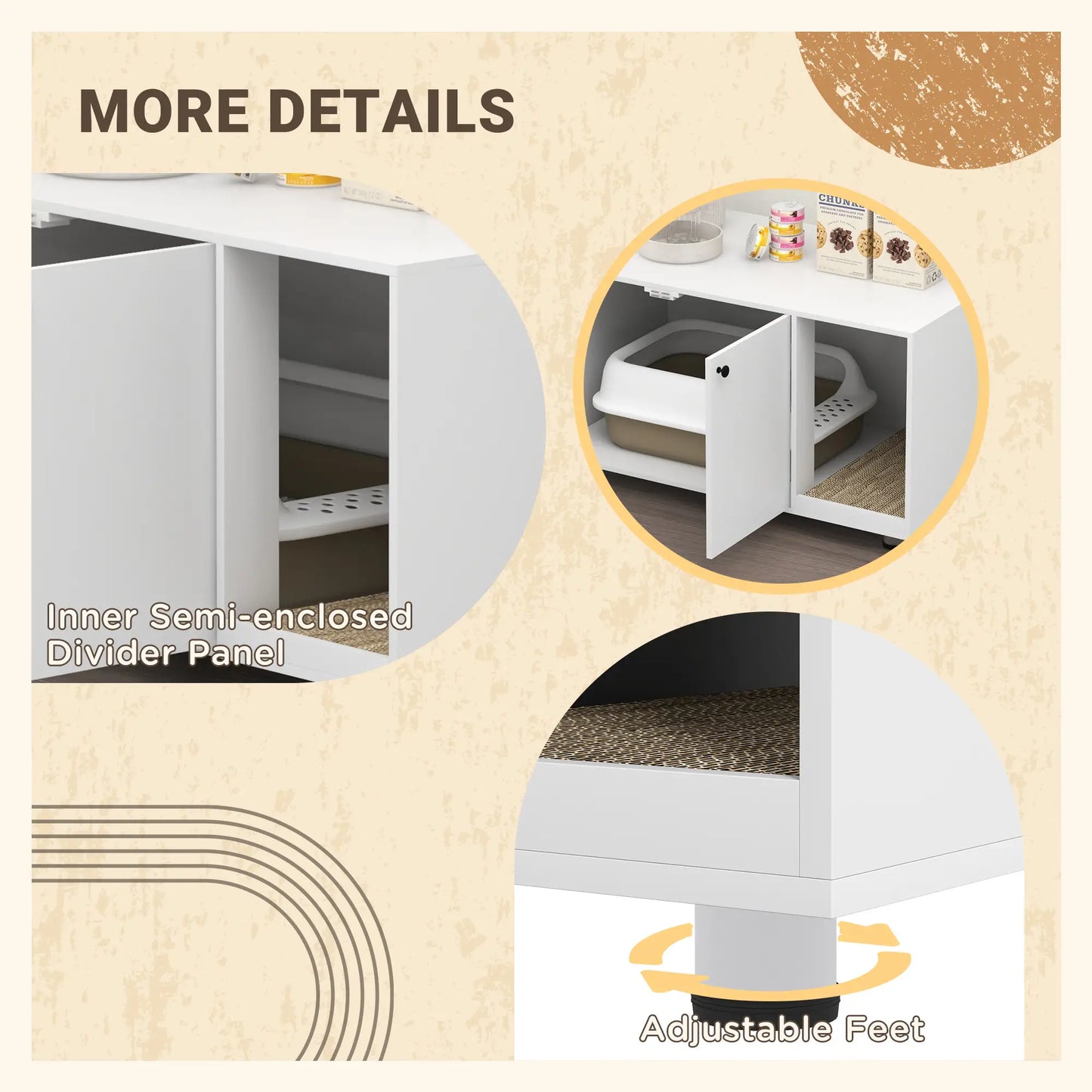 Hidden Cat Litter Box Furniture, Double Doors, Scratching Pad, White Cat Litter Box Enclosures at Gallery Canada