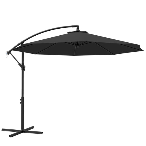 9.7ft Offset Patio Umbrella, Crank, Black