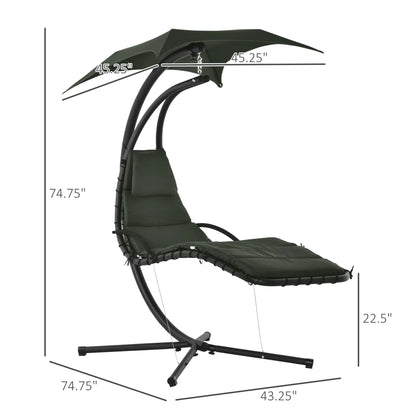 Floating Chaise Lounge, Outdoor Swing Chair, Hammock w/ Stand, Charcoal Grey Patio Swings with Stand at Gallery Canada