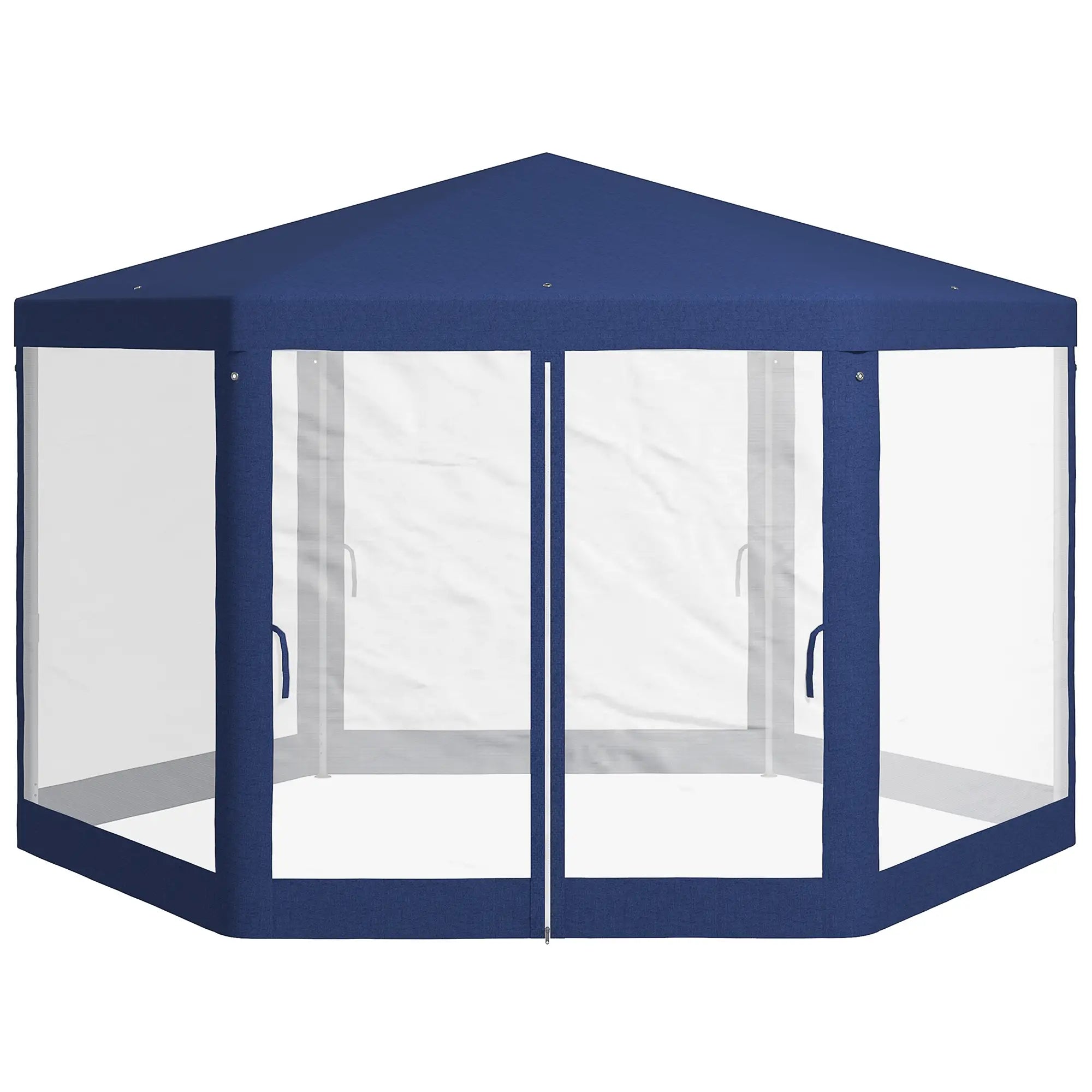 Hexagon Party Tent, Patio Gazebo with Netting, Blue Canopy Tents Blue at Gallery Canada