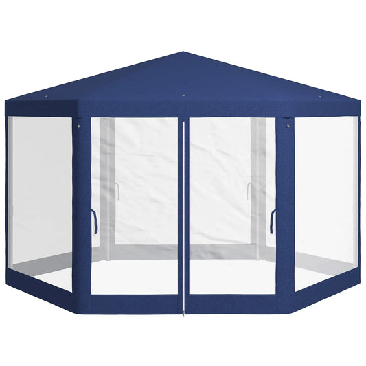 Hexagon Party Tent, Patio Gazebo with Netting, Blue Canopy Tents Blue at Gallery Canada