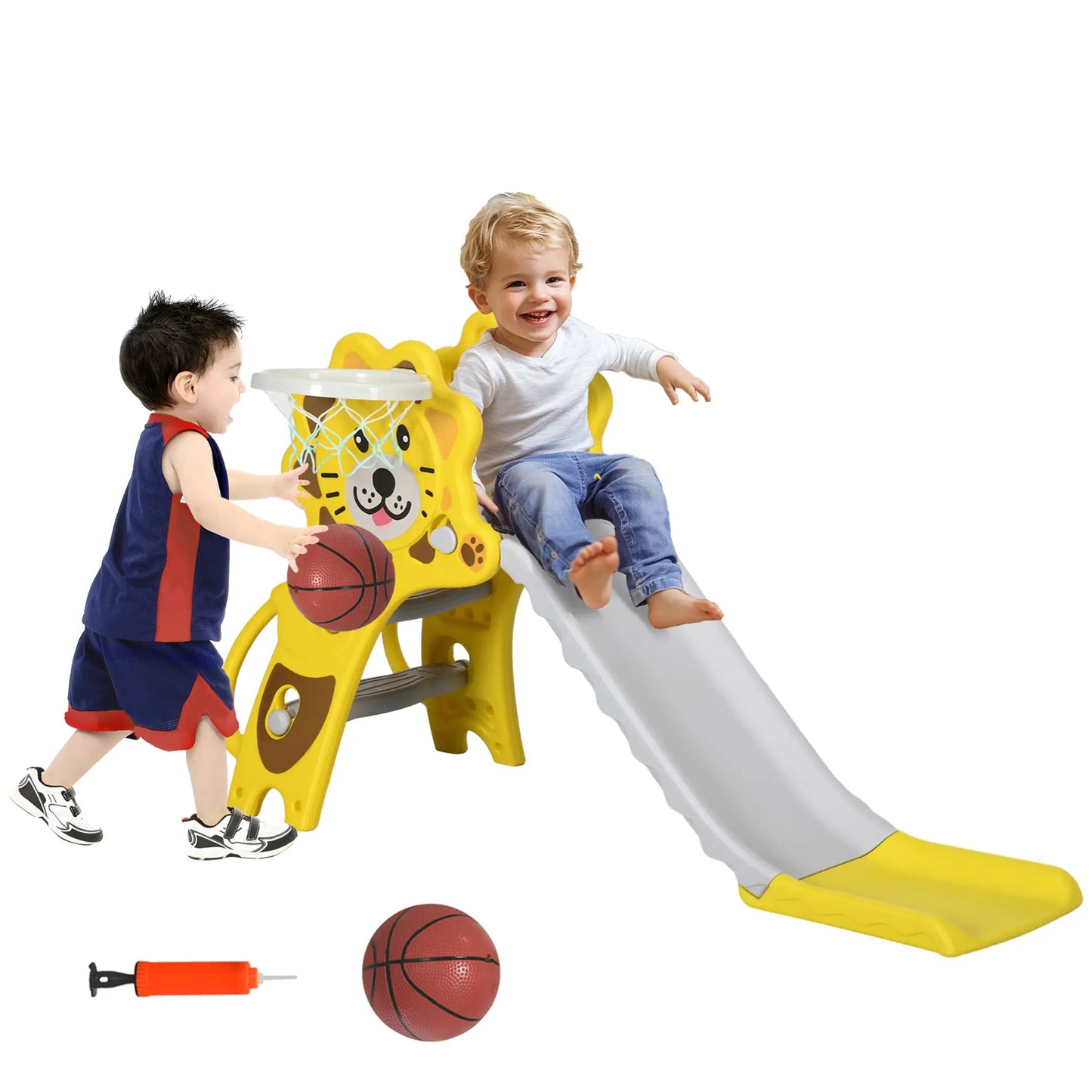 3 in 1 Toddler Slide, Basketball Hoop, Climber, 18-36 Months, Yellow Gym Sets & Swings at Gallery Canada
