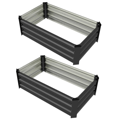Set of 2 Galvanized Raised Garden Beds, Outdoor Planter Box, Grey Raised Garden Beds at Gallery Canada