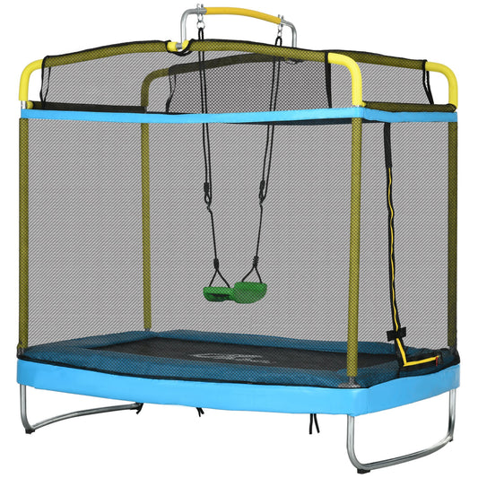 6.9FT Kids Trampoline with Safety Net, Gymnastics Bar, Swing, Toddler Trampoline for 3+ Years Old Indoor/Outdoor - Gallery Canada