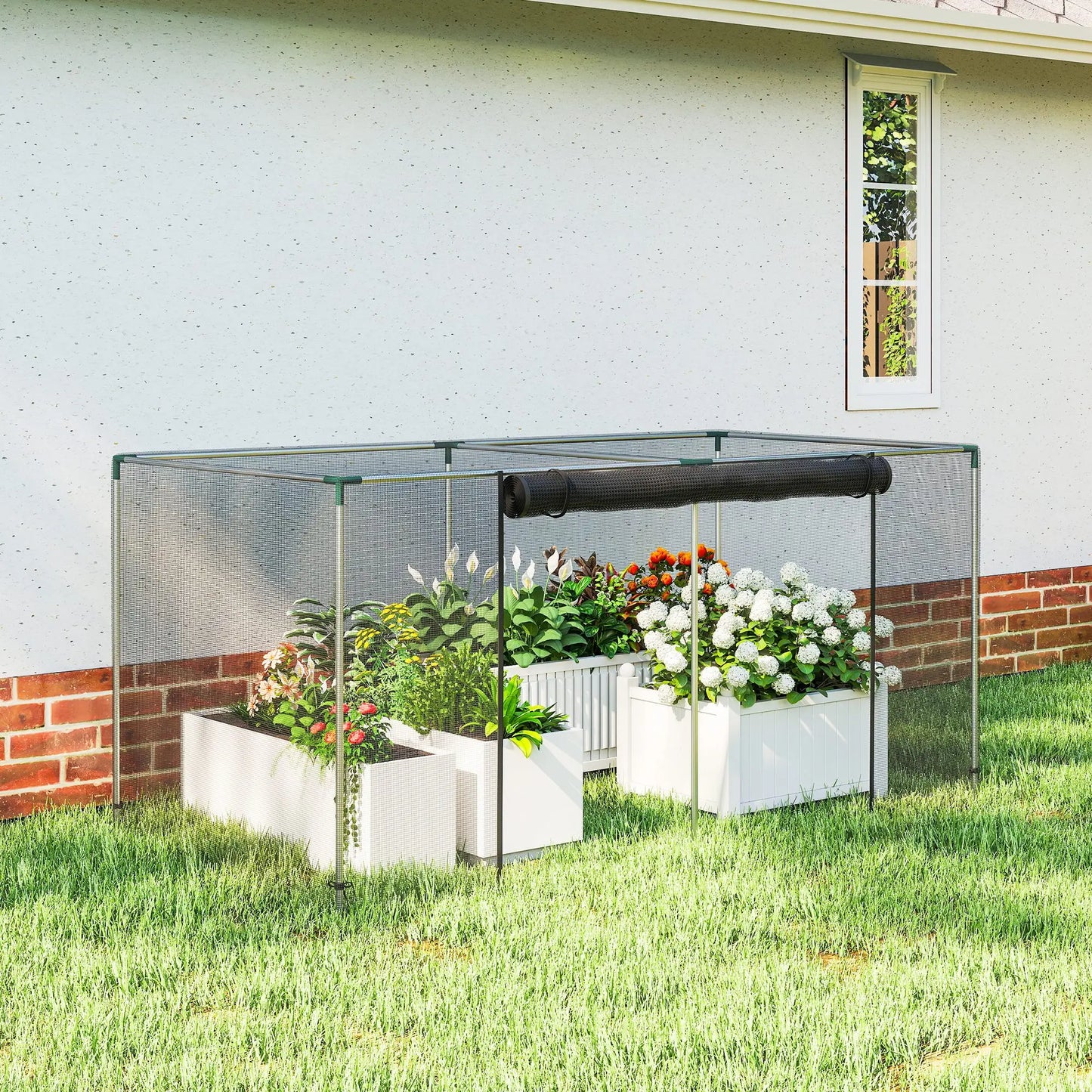 Galvanized Steel Crop Cage, Plant Protection Tent, 8' x 4', Black