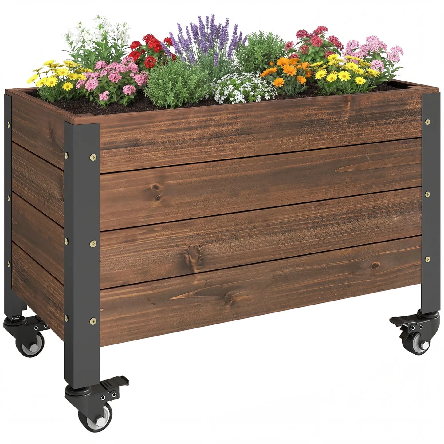 Raised Garden Bed With Wheels, Drainage Holes, Planter Box With Liner Wooden Planter Boxes at Gallery Canada